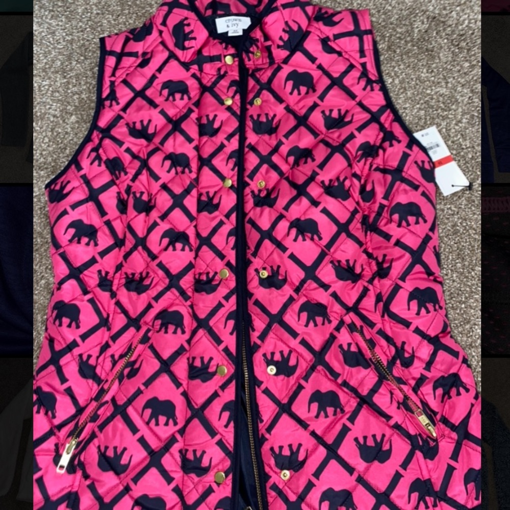 Navy And Pink elephant Crown and Ivy vest